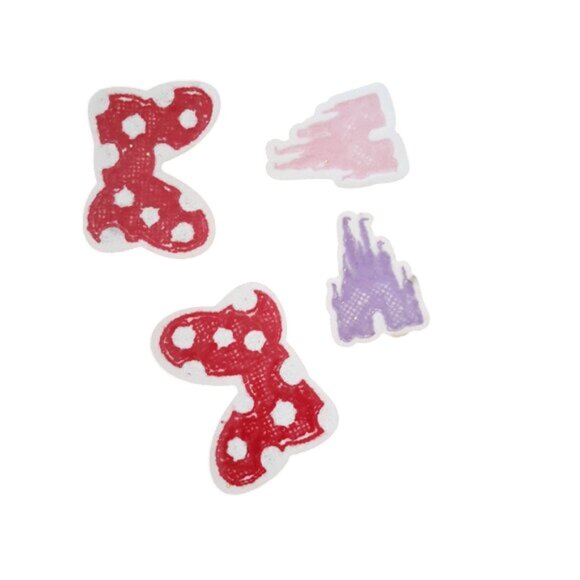 Chenille Mouse Head & Castle Patches, Iron on Patches for Clothing - Gold Trim - Picture 3 of 8